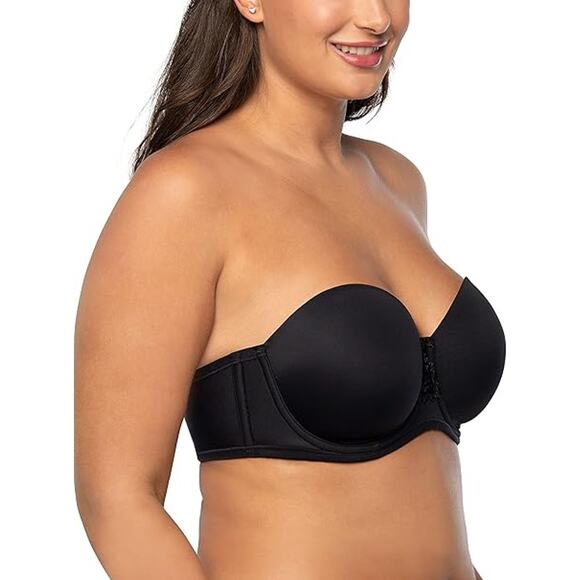 New Vanity Fair Womens 36C Black Back Smoothing Lightly Lined Strapless Bra - Picture 1 of 4